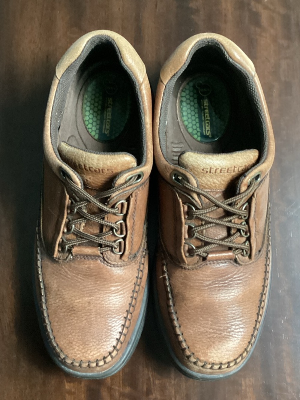 Men's Brown Leather Moc Toe Work Boots Size 10